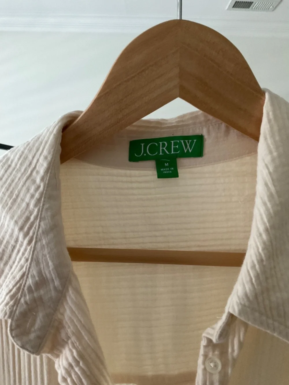 J Crew Long/Midi Beach Shirt Cover Up Medium Beige Cotton